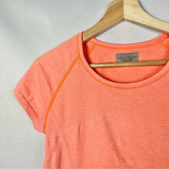 Athleta Fastest Track Ember Neon Orange Short Sleeve Athletic Top M - Picture 4 of 5
